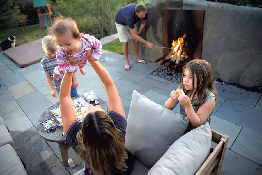 Erik and Jennifer Karpinski with their children, Dylan, 8; Morgan, 6; and Kassidy, 3 months - MATTHEW THORSEN