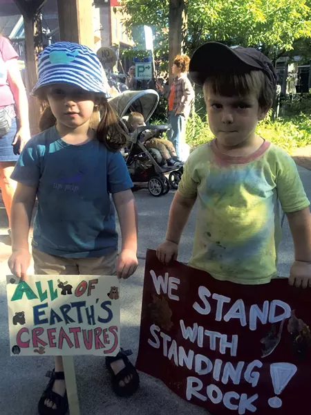 Mother Up! kids at a Dakota Access Pipeline protest solidarity rally - COURTESY OF ABBY MNOOKIN
