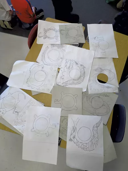 Students' Champ drawings for record-jacket art - MATTHEW THORSEN