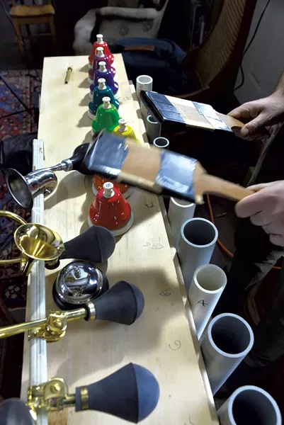 Lander's "Garbage-matron," made from junk, noisemakers and toys - STEFAN HARD