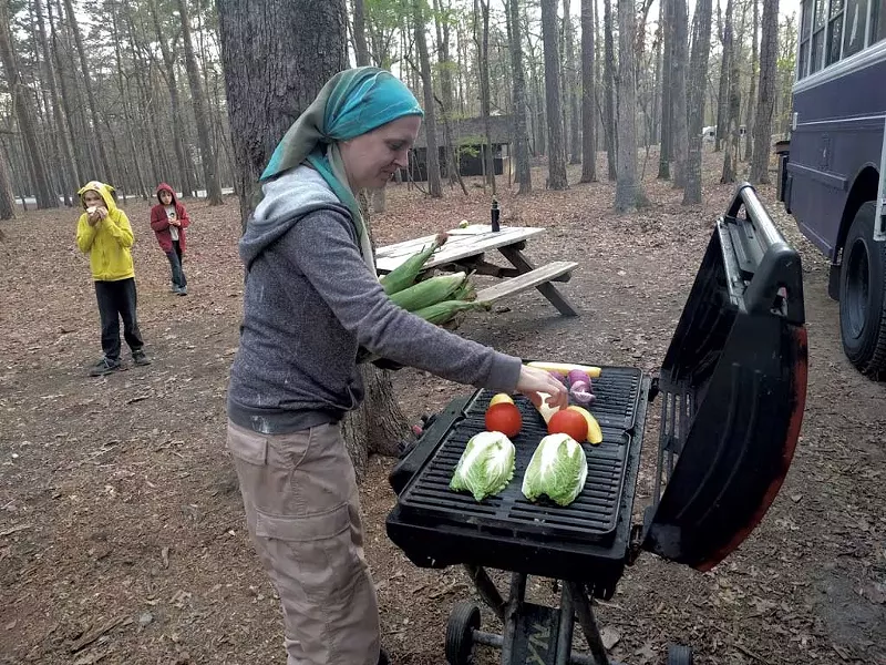 Grace grills veggies for dinner - COURTESY OF GRACE AHMED