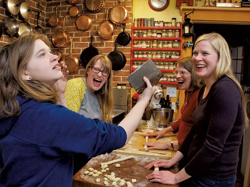 Astrid (second from left) makes gnocchi with her daughter, mom and sister - ANDY BRUMBAUGH