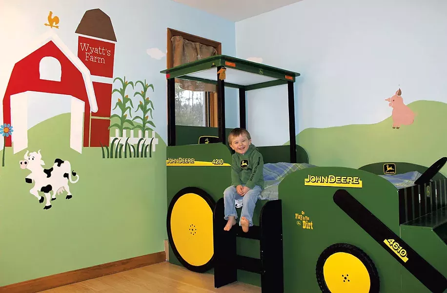Wyatt Bogie at age 3, when his tractor bed was brand new - COURTESY OF AMANDA GILMAN-BOGIE