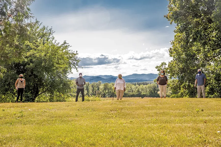 Kia'Rae Hanron, Julio Desmont, Näri Penson, Dr. Lydia Clemmons and Michael Dyke at Clemmons Family Farm in early August - CAT CUTILLO