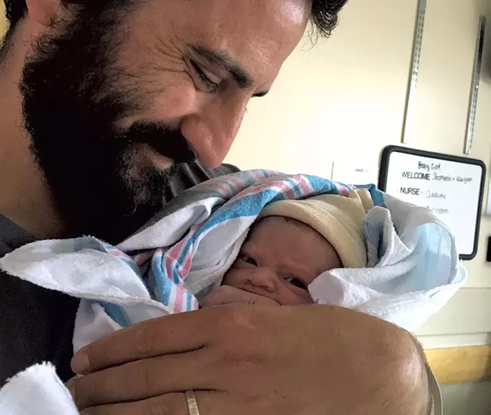Keegan and newborn Coraline - COURTESY OF KEEGAN ALBAUGH