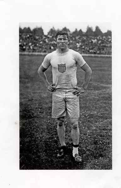 Jim Thorpe in the field uniform of the 1912 U.S. Olympic team.