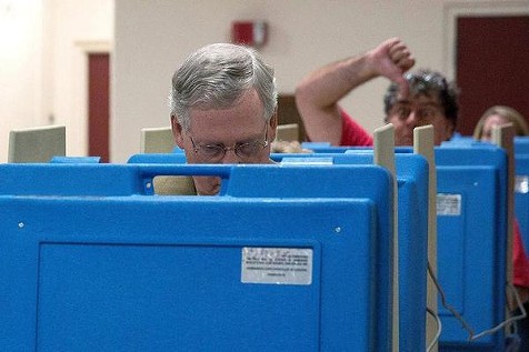 Senate Minority Leader Mitch McConnell picked a ripe time to vote today. - VIA TWITTER