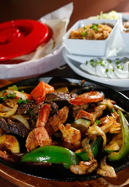 Steak and shrimp fajitas - ROB WIDDIS