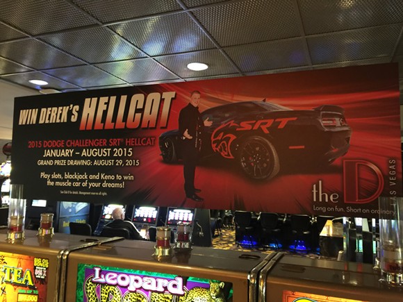 This billboard announcing a contest to win Stevens' Dodge Challenger strikes us a nod perhaps to Detroit's automotive history. - VIA RICK LAX.