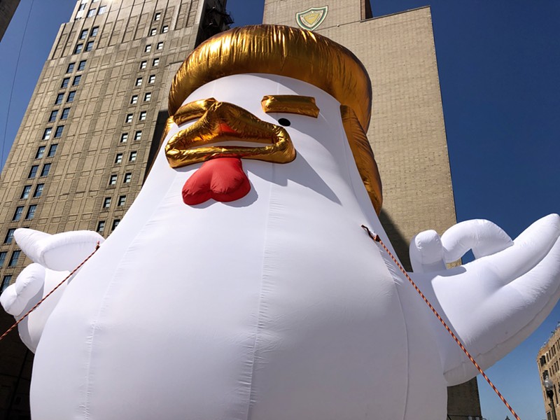 An oversized, inflated Donald Trump chicken. - STEVE NEAVLING