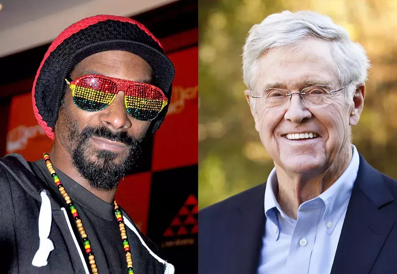 Snoop Dogg, left, and Charles Koch. - BOLLYWOOD HUNGAMA, GAVIN PETERS | WIKIMEDIA CREATIVE COMMONS