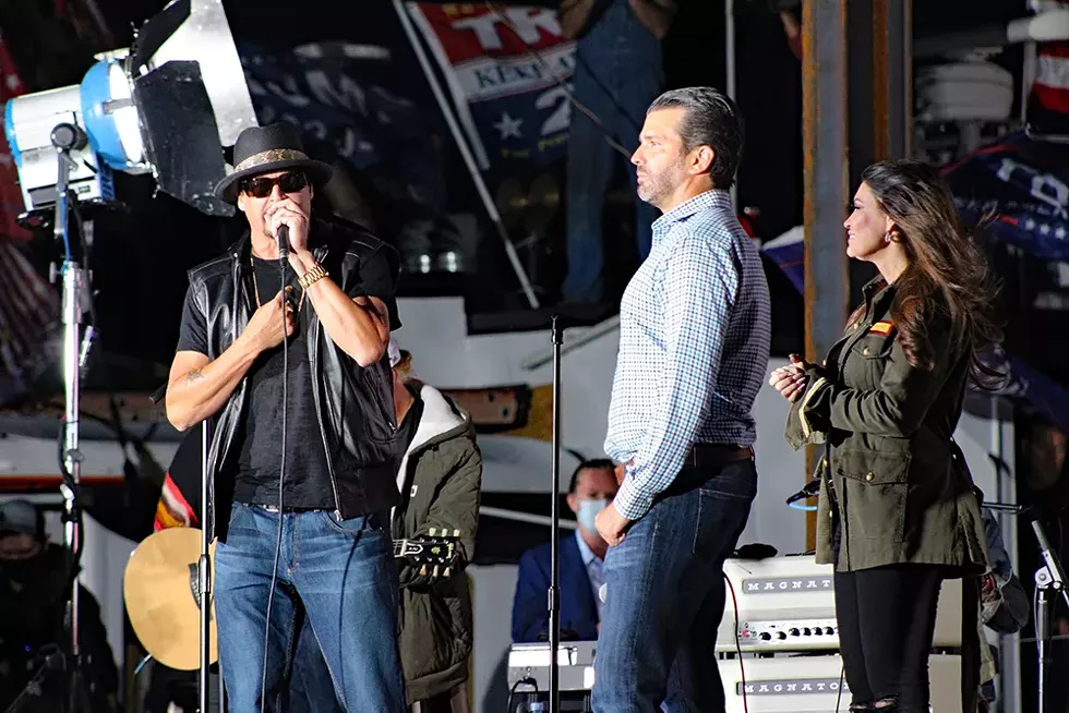 Kid Rock, Donald Trump Jr, and Kimberly Guilfoyle campaign at at Trump rally in Harrison Township in September. - MICHAELANTHONYPHOTOS / SHUTTERSTOCK.COM