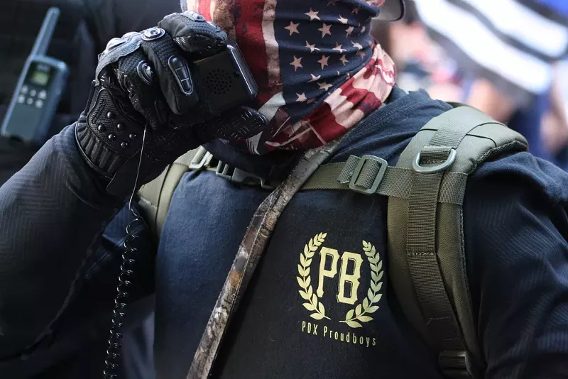 Proud Boys reprised their infantile cosplay in Portland, Oregon, this weekend. - ROBERT P. ALVAREZ / SHUTTERSTOCK.COM