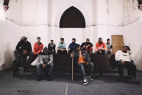 Creative Minds Coalition From left to right: Ashton Woods, Solomon Rich, B-Nix, Choice Gaines, Richy Marciano, Brando Heat, - Nysa Terrian, El Supreme, Eli Myles, ACMPLCE, and Nolan The Ninja. (Not pictured: Phil Swish and Ace Pearl.) - JACOB MULKA