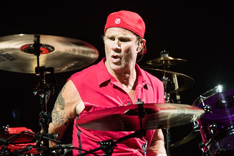 Chad Smith performing with the Red Hot Chili Peppers at Joe Louis Arena earlier this year. - MIKE FERDINANDE