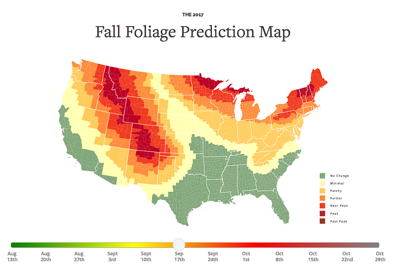 What fall colors will look like by Sept. 17. - SMOKEYMOUNTAINS.COM