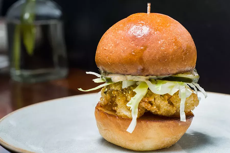 A fried oyster po’ boy from Hazel Park’s Mabel Gray. - TOM PERKINS