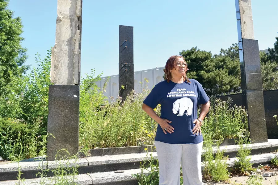 HIGHLAND PARK BOARD OF EDUCATION SECRETARY LINDA WHEELER AT THE CITY’S CLOSED AND SOON-TO-BE-DEMOLISHED HIGH SCHOOL. PHOTO/DUSTIN BLITCHOK.