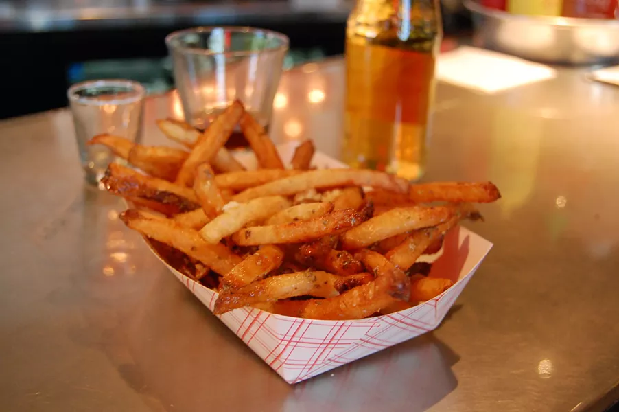 The cooked-in-lard garlic fries at Mercury Burger Bar just got a bit more approachable. - PHOTO BY MICHAEL JACKMAN