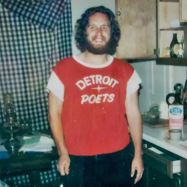 Jim Gustafson in a "Detroit Poets" jersey. - COURTESY PHOTO