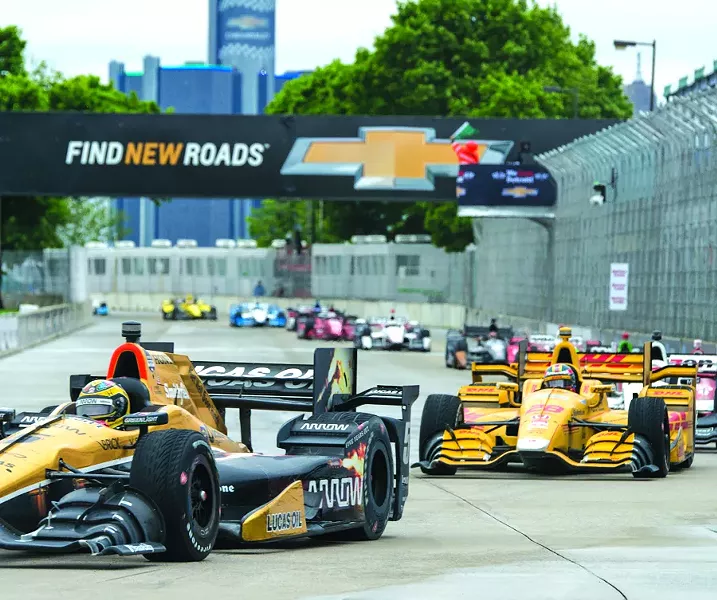 Cars race at the Belle Isle Grand Prix in 2016. - MIKE FERDINANDE