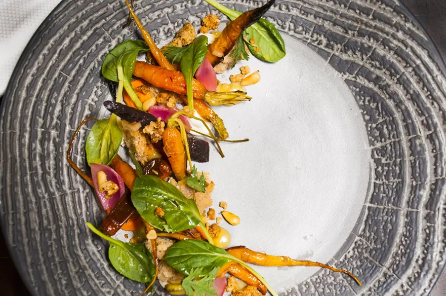 Pine-roasted carrots. - PHOTO BY TOM PERKINS