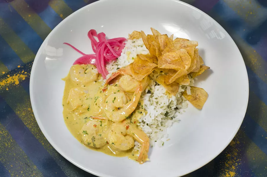 Coconut and curry shrimp scampi. - TOM PERKINS