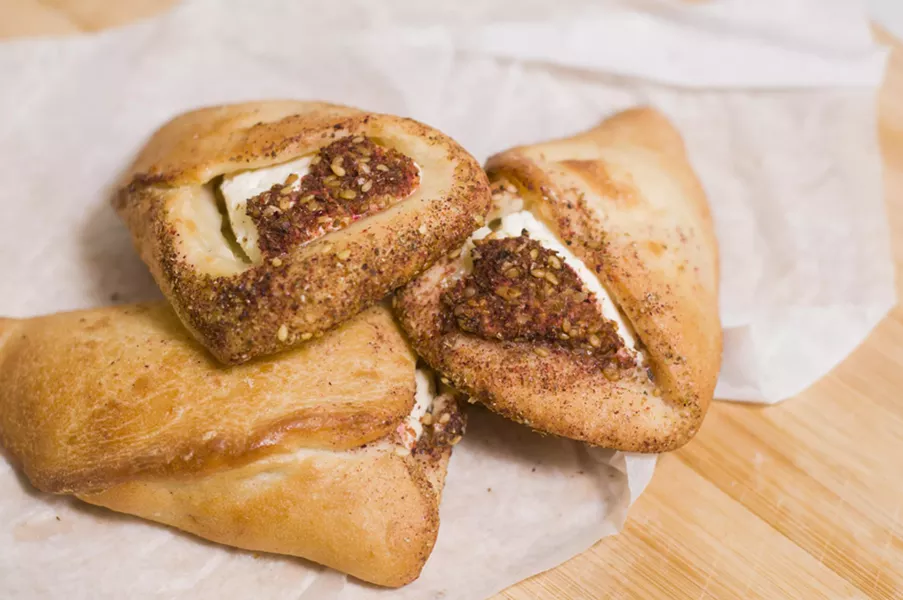 Labneh and za'atar pastry. - TOM PERKINS