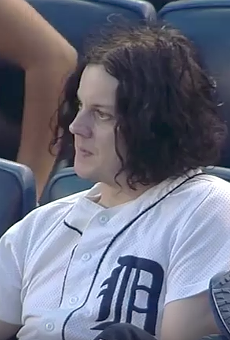 Jack White sporting a Tigers jersey at a NY Yankee game.