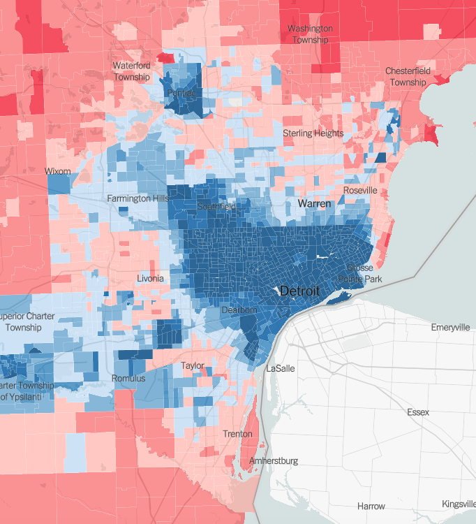 detroit and suburbs map New Map Shows If Your Detroit Neighborhood Is Filled With Trump detroit and suburbs map