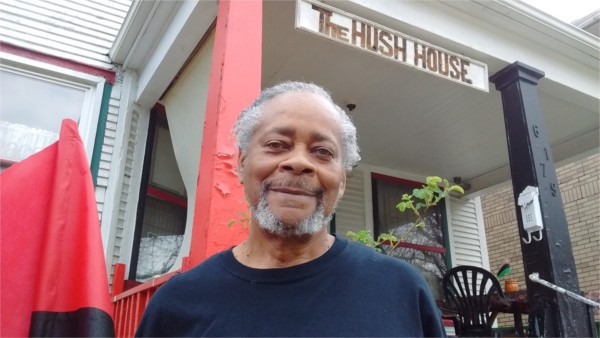 Charles Simmons in front of Hush House on Wabash Street. - PHOTO BY MICHAEL JACKMAN