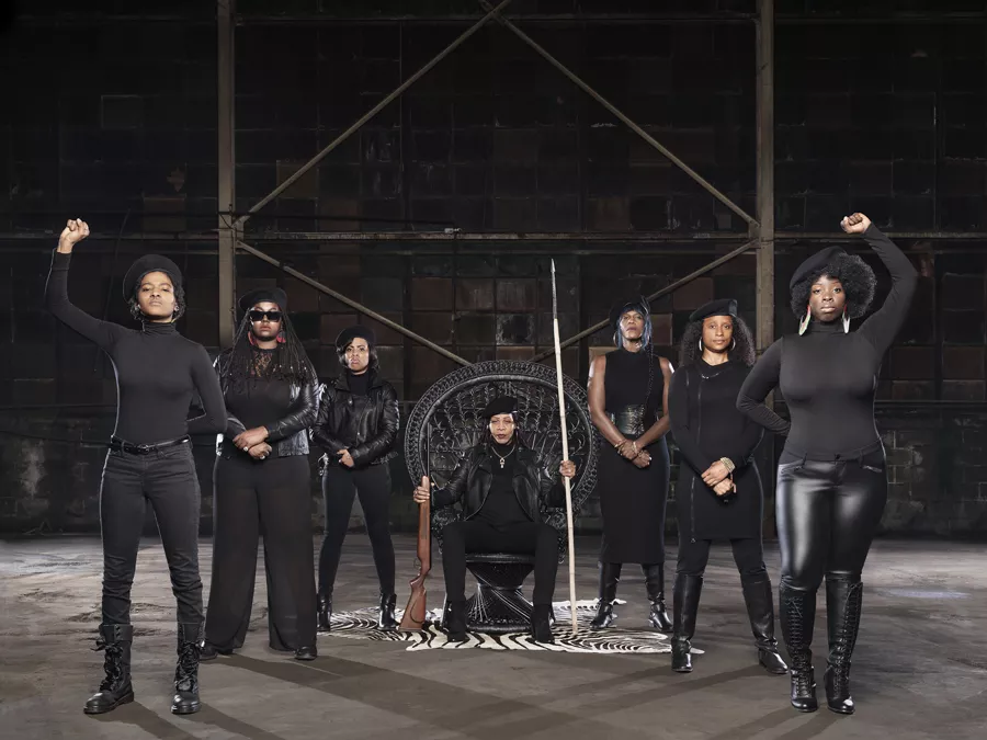 Che, Alexis Allon, Ellie Sandiego, Reddbone, Mahogany Jones, Piper Carter, and Lakia Nicole’s Black Panther tribute. - JENNY RISHER
