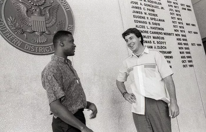 Deputy U.S. Marshals Keith Brayon and Sean Convoy were part of the team that apprehended Willy Falcon and Sal Magluta in Miami in late 1991. - NEW TIMES PHOTO BY STEVEN HLAVAC