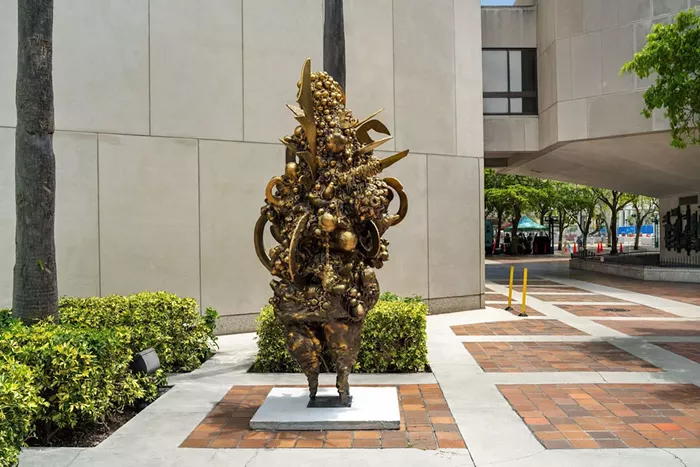 Charo Oquet’s mixed-media sculpture is meant to be a meeting point at the Plaza at Government Center in downtown Miami. - PHOTO COURTESY OF ZACHARY BALBER