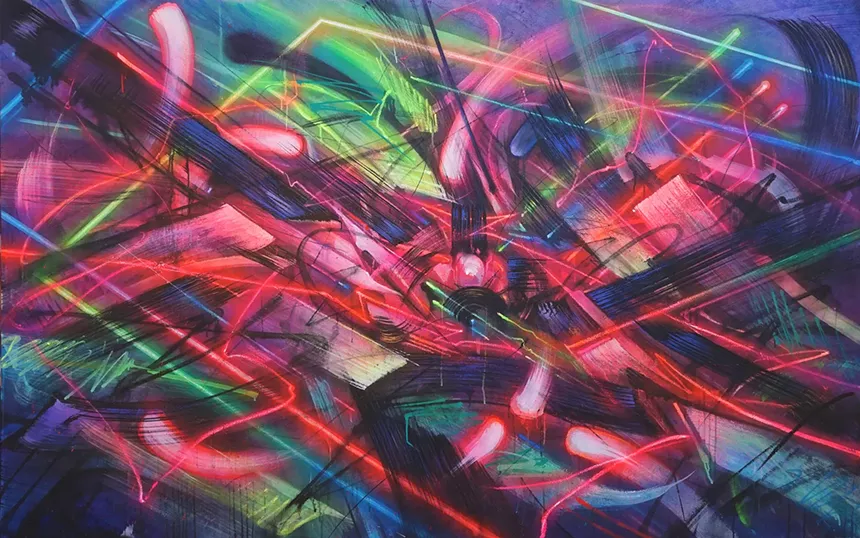 L'émergence de Saber est l'une des nombreuses peintures et dessins exposés au Museum of Graffiti. - PHOTO AVEC L'AUTORISATION DE SABRE/MUSEE DU GRAFFITI