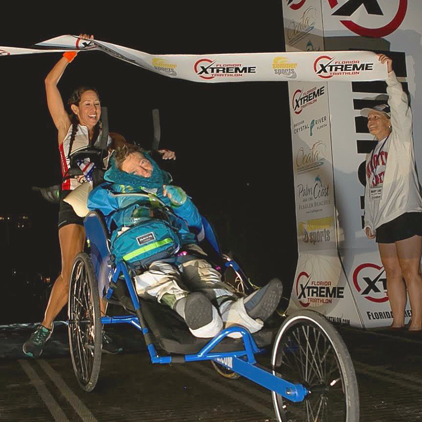 Kerry Gruson with her running partner Caryn Lubetsky at the Florida Xtreme Triathlon. - COURTESY OF KERRY GRUSON