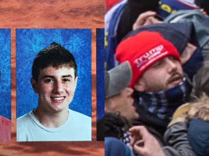Mason Courson's Cypress Bay High yearbook photo beside the image shared by the FBI. - PHOTO BY ALEX DELUCA/COURTESY OF FBI