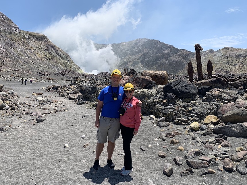 Matthew Urey and Lauren Barham were seriously burned when the White Island volcano erupted in late 2019. - PHOTO COURTESY OF MICHAEL WINKLEMAN