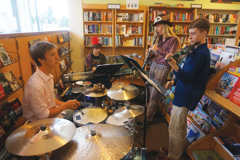 A group of Arcata High school and Northcoast Preparatory Academy STUDENTS called Klezmer Encounters (of the Fez Kind) entertains at Northtown Books during Arts! Arcata on Friday, July 11. - PHOTO BY BOB DORAN