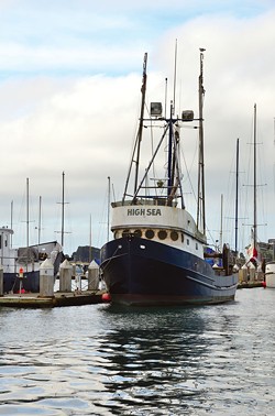 PHOTO BY DREW HYLAND - The 58-foot High Sea, owned by Roger Carl, was built in 1971. It's one of the boats built by Crescent City company Fashion Blacksmith to replace the fishing fleet savaged by the tsunami that struck Crescent City's harbor in 1964.