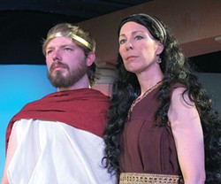 PHOTO COURTESY OF NORTH COAST REPERTORY THEATRE. - Calder Johnson and Shelley Stewart in Oedipus the King, starting this weekend at NCRT together with the Greek comedy Women in Congress.