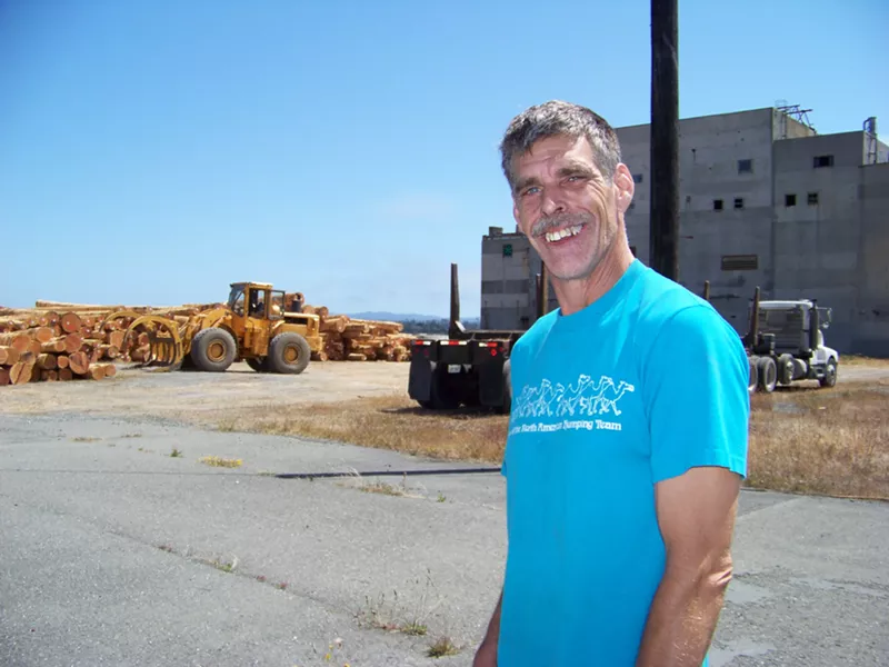 Dirk Collins, employee of Figas Construction, at the pulp mill on Samoa Peninsula. - PHOTO BY HEIDI WALTERS