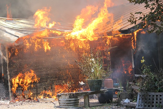 A home on West End Road burns on July 20. - AMY LONG, ARCATA FIRE PROTECTION DISTRICT.