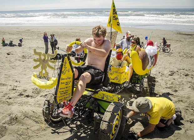 After a pit stop in the Manila dunes, racers (like the Banana Split team shown here) travel on the ocean beach for a few miles, back through "June's Dunes" and then on to Dead Man's Drop. - MARK LARSON