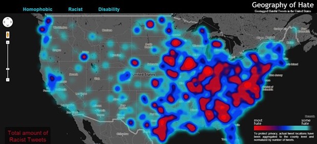 Screenshot of the Hate Map