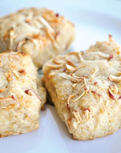 Those ugly-duckling apples turn into swan pretty scones.