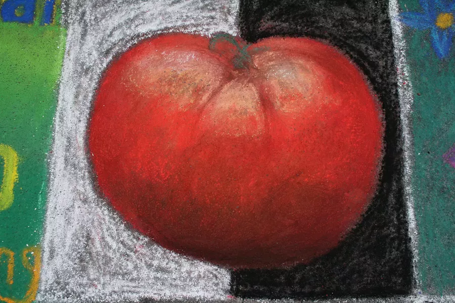 Tomato, Pastels on the Plaza 2010 - CHALK DRAWING BY AMY DORAN