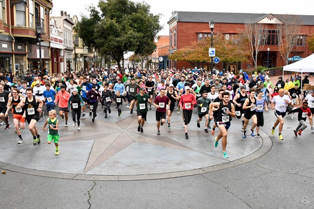 The annual Jogg'N Shoppe Turkey Trot cleared out some appetite for runners who toot off early Thanksgiving morning from Second and F streets in Old Town, Eureka. - JOSE QUEZADA