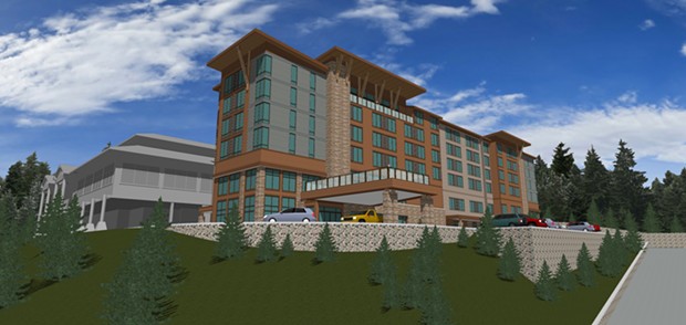 An artistic rendering of the proposed hotel project at Cher-Ae Heights Casino off Scenic Drive south of Trinidad. - SUBMITTED