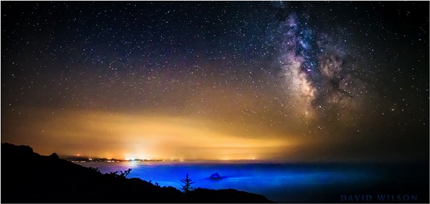 The Milky Way looms over the Pacific Ocean, standing out over the smoky, misty air along California’s North Coast. Smoke from inland fires lingered in the sky. August 2015. - DAVID WILSON